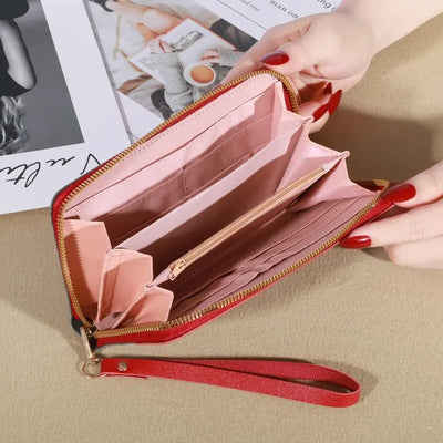 Long Zipper Wallet with Korean Splicing Tassel Details - WO2MEN