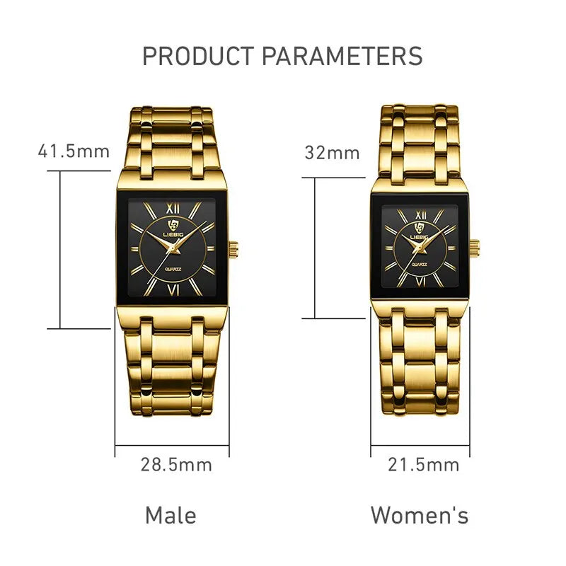 Watch Quartz Movement Square Case Classic Design