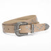 Star Rivet Belt with Ornate Buckle and Star Studs - Khaki