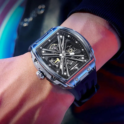 Skeleton Tourbillon Automatic Watch with Luminous Dial