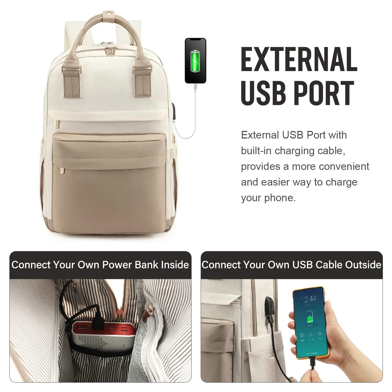 Tear Resistant Laptop Backpack With USB Charging Port
