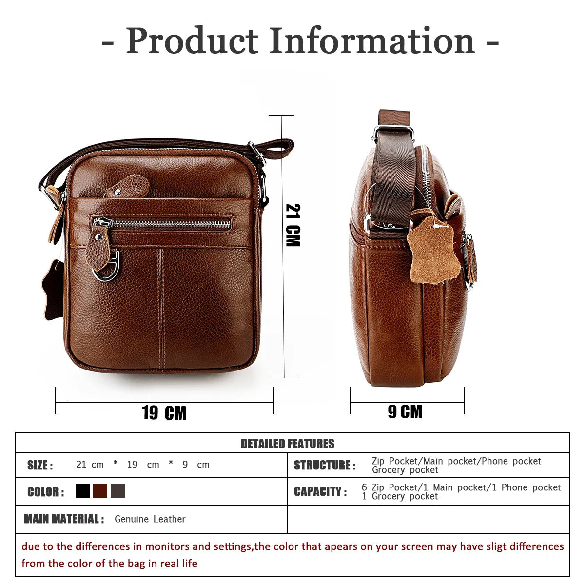 Men's Genuine Leather Crossbody Bag for Everyday Use