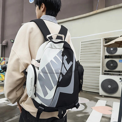 Backpack with Distinct Letter Pattern Embossing