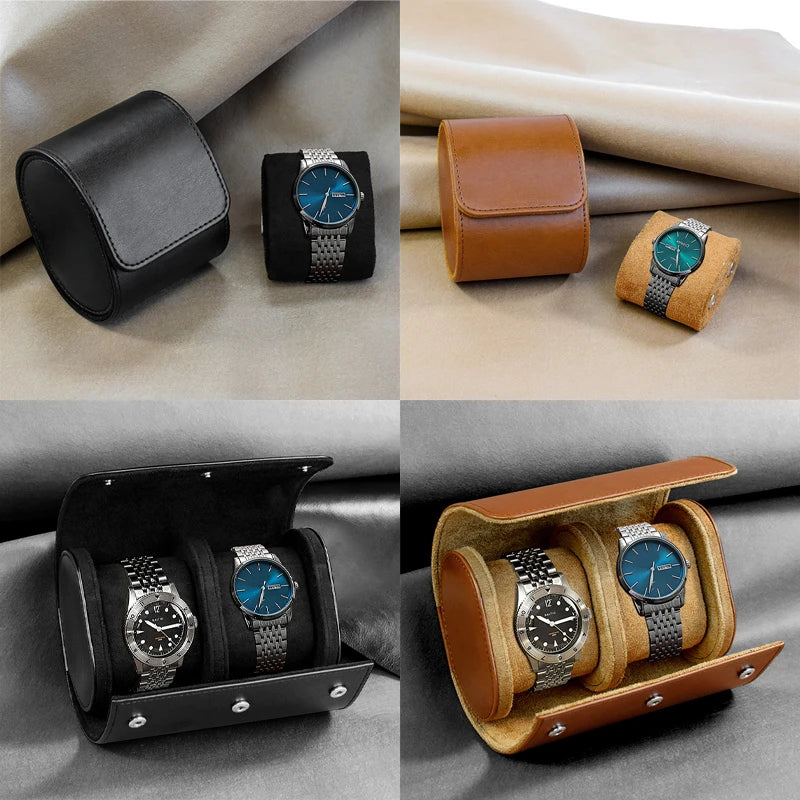 Watch Roll Leather with Removable Pillows