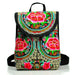Floral Embroidery Backpack with Hasp Closure Front - E