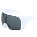 Oversized Shield Sunglasses Wraparound UV400 Lens - White Gray