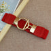 Elastic Waist Belt with Round Buckle Decoration - Red