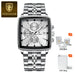 Square Chronograph Timepiece With Luminous Hands Plus - Silver White