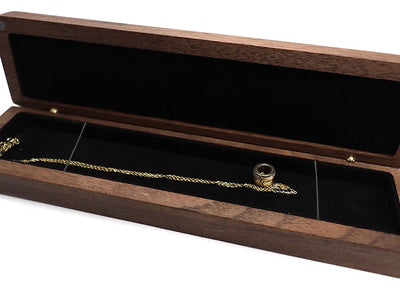 Walnut Wood Jewelry Box for Necklace Storage Case
