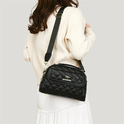 Quilted Microfiber Leather Crossbody Bag Embossed