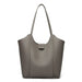 Elegant Top Handle Handbag with Rivet Detail Trim - Grey