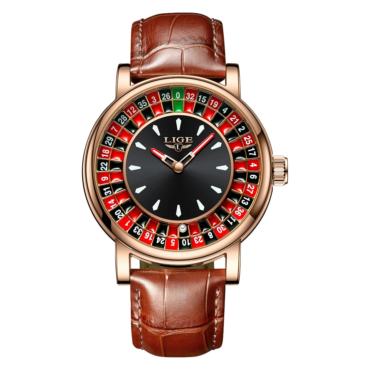 Roulette Dial Quartz Watch with Luminous Markers