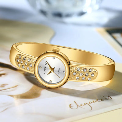 Elegance Quartz Watch With Diamond Dial And Bracelet