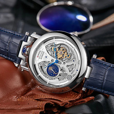 Skeleton Tourbillon Automatic Wristwatch Leather Strap