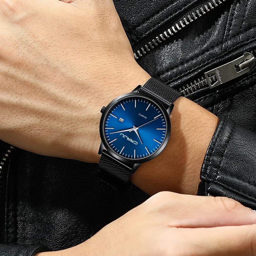 Silk Mesh Dial Timepiece With Calendar Window Luxe Neo