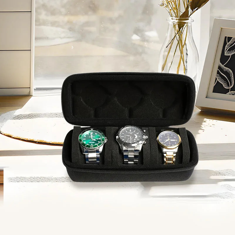 Three Slot Travel Case for Watches and Accessories