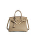Lock Buckle Pebbled Tote With Structured Silhouette - Khaki