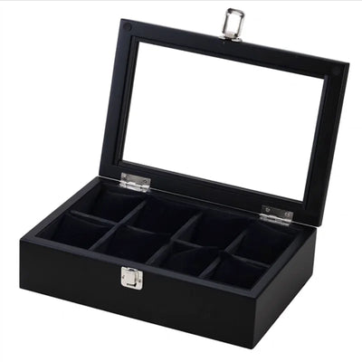 8 Slot Watch Box with Glass Window for Display