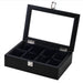 8 Slot Watch Box with Glass Window for Display - Black