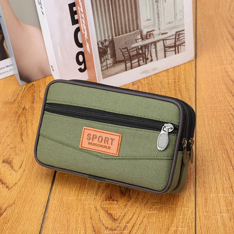 Waist Pack with Two Zippered Pockets Box Shape