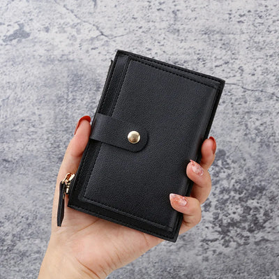 Graceful Slim Card Wallet with Snap Closure and Coin