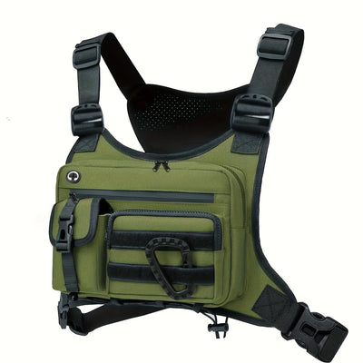 Outdoor Chest Bag with Adjustable Straps for Running - Army Green