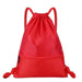 Drawstring Gym Backpack with Front Zip Pocket - Red
