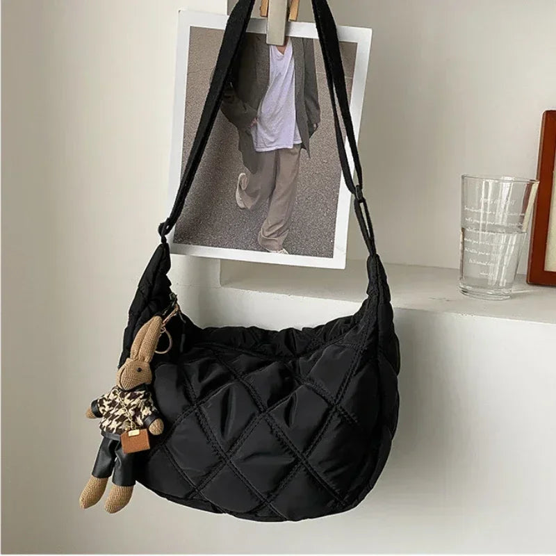 Quilted Crossbody Bag with Zipper Closure for Everyday