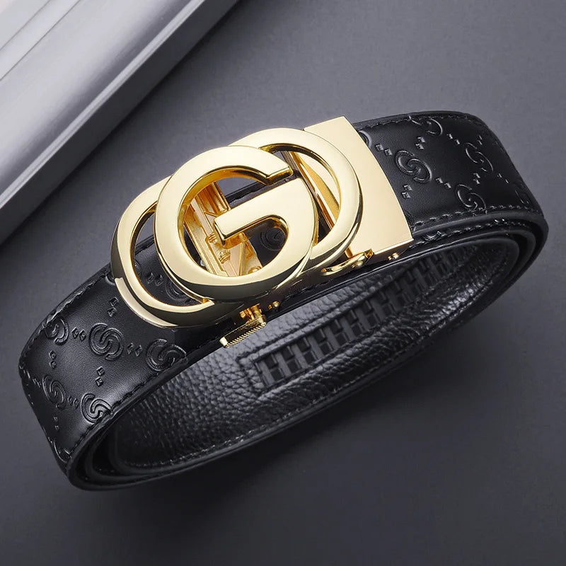 Belt with Automatic Buckle Embossed Pattern Design
