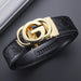 Belt with Automatic Buckle Embossed Pattern Design - Gold