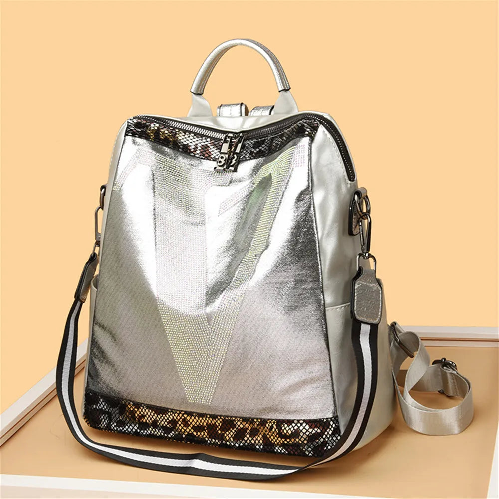 Backpack Rhombic Lattice Diamond Embellished Daybag - WO2MEN