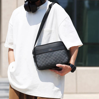 Crossbody Bag for Men Box Shape with Front Zip Pocket