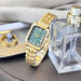 Elegant Rectangular Quartz Watch Bracelet Style - Green