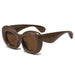 Oval UV400 Sunglasses Oversized Frame Statement - Brown Brown