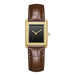 Rectangular Quartz Watch with Leather Strap Timeless - Gold Brown