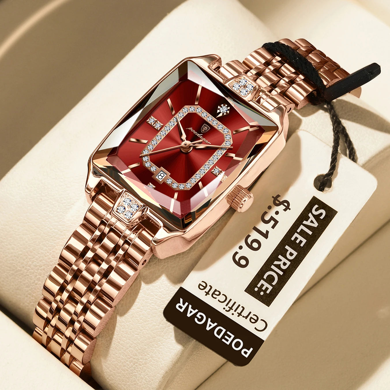 Wristwatch Rectangle Case Crystal Embellishments