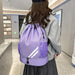 Drawstring Gym Backpack with Side Mesh Pockets - Light Purple