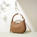 Handbag Crescent Shape Shoulder Bag with Double Zipper - Brown