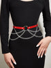 Harness Belt with Chain Drapes Statement Accessory - J