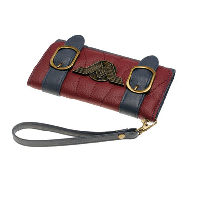 Quilted Wallet with Dual Straps and Wing Emblem Detail - WO2MEN