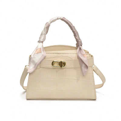 Handbag With Silk Scarf Accents Niche Retro Charm Line - WO2MEN