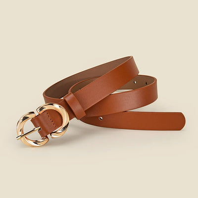 Round Buckle Belt with Three Ring Buckle Design