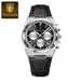 Refined Chronograph Timepiece for Formal Everyday Wear - Silver Black White