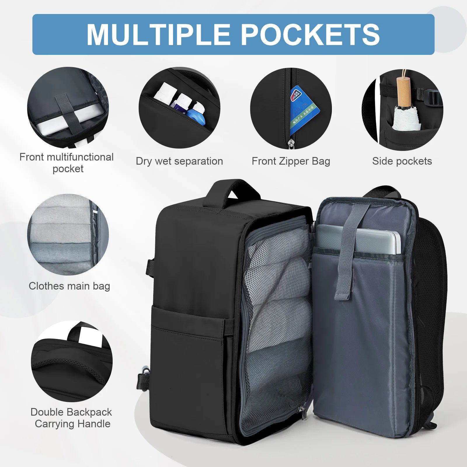 Travel Backpack with Multiple Pockets for Laptop