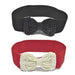 Pearl Bowknot Elastic Belt for Women Fashion Accessory - Black Red