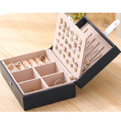 Jewelry Box Two Layer Flip Case For Travel And Home - WO2MEN
