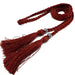 Women Braided Tassel Belt Knot Decorated Waist Rope - Wine Red