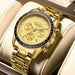 Chronograph Stainless Steel Watch with Water Resistance - Gold Black