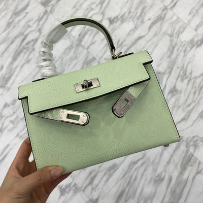 Patchwork Lock Crossbody Bag With Structured Handle