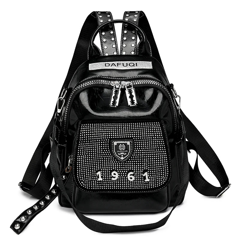 Backpack With Rivet Detailing And 1961 Motif Charm - WO2MEN